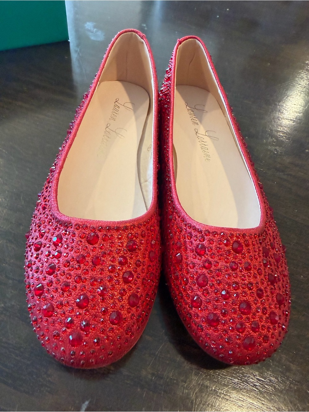 Lauren Lorraine “Bret” Red Jeweled Women's Ballet Flats BNWB Sz 8